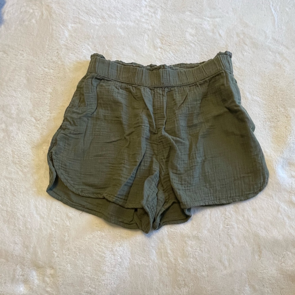Universal Thread green khaki linen pull on short size small